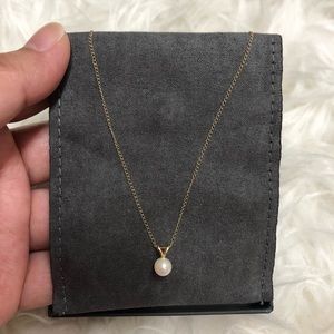 14K 0.92g YL Gold Pearl Pendant Choker Necklace